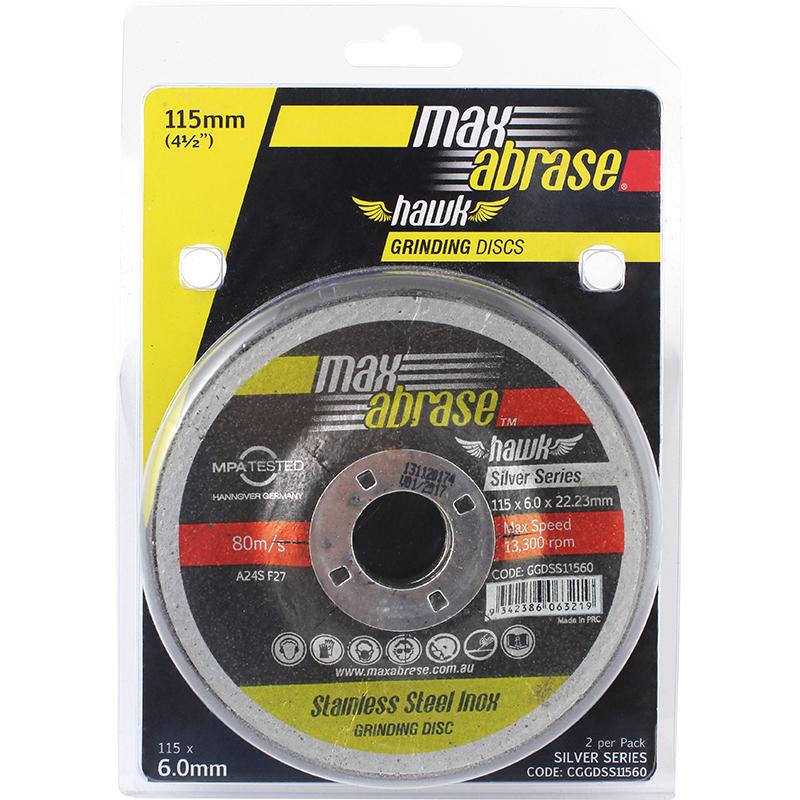 GWS115 Metal Grinding Wheel Silver Series 115 (4.5") x 6.0mm - Pack of 2 - Image 1